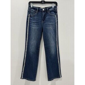 Risen Jeans Women’s With Diamonds Blue Denim Flared Size 27